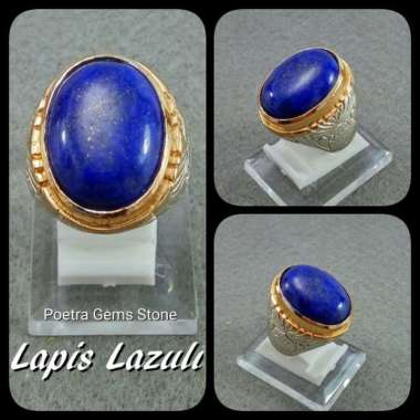 CINCIN BATU AKIK NATURAL BIRU LAPIS LAZULI RING 7
