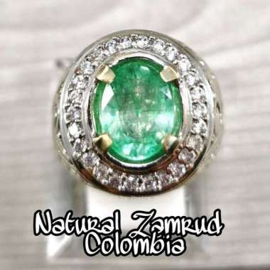 Batu Cincin Zamrud Colombia Natural Emerald Berly Ring 9 Oval
