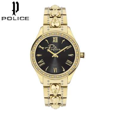POLICE Pahia PEW-LG2109502 Zirconia Original Jam Tangan Wanita Gold Black