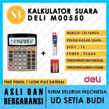 Kalkulator Suara Deli M00550 FREE PENSIL 1 LUSIN PLUS BATERAI