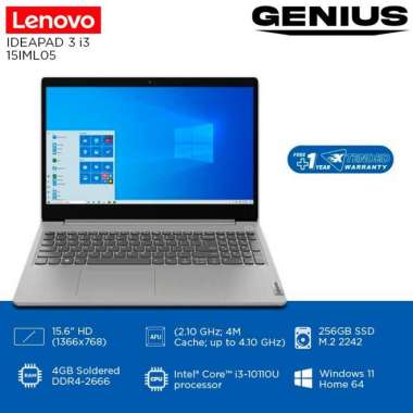 LENOVO IDEAPAD SLIM 3i DQID - I3 10110 4GB 256SSD WININDOWS 11 OHS 15.6" HD