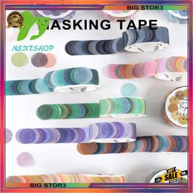 Nextshop 100Pcs Roll Stiker Tape Washi Bulat Motif Polkadot Mult