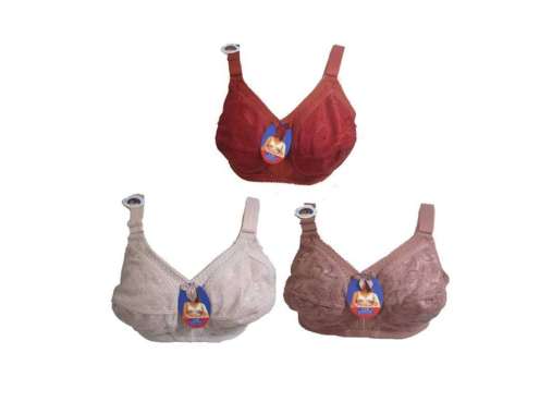 Anissa Pejuang Bra BH Wanita Brukat Sister Big Cup Tanpa Kawat Tanpa Busa Coklat Tua 36C