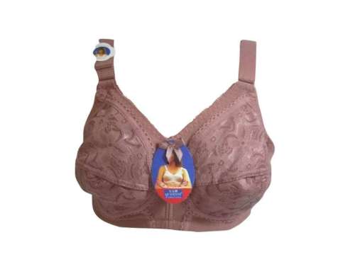 Anissa Pejuang Bra BH Wanita Brukat Sister Big Cup Tanpa Kawat Tanpa Busa Coklat Muda 36C