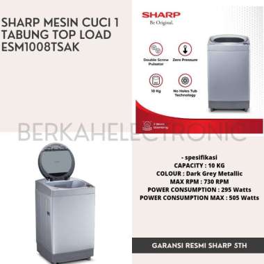 SHARP MESIN CUCI 1 TABUNG TOP LOAD 10KG ESM1008TSAK