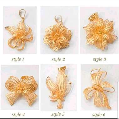 liontin emas asli kadar 875 bross dan liontin bunga kendari