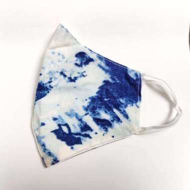 Rizkya Batik Masker Non Hijab Bahan Katun Rayon Kualitas Premium Awan Biru
