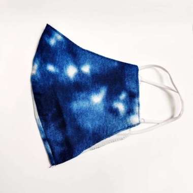 Rizkya Batik Masker Non Hijab Bahan Katun Rayon Kualitas Premium Dark Blue