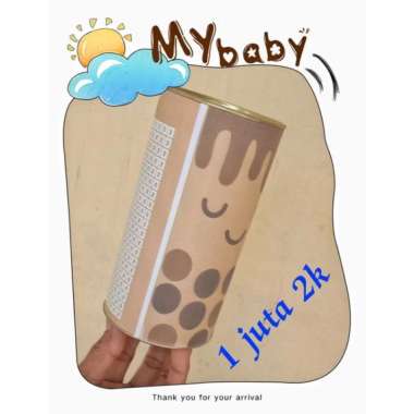 Storage CELENGAN TARGET BOBA SERIES 5JUTA 5K PERMANEN MOTIF BOBA UKURAN 17 * 8,5 CM Celengan Target