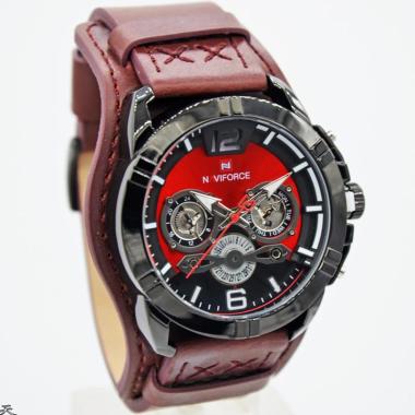 Nafivorce Men’s Analog Day Date Multifungsi Wings Leather Strap Jam Tangan Pria [NF9162M-HW290D45/ O