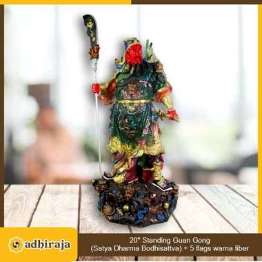 Rupang Patung Arca Kwan Kong Guan Gong Guan Yu Fiber 20" + 5 Bendera