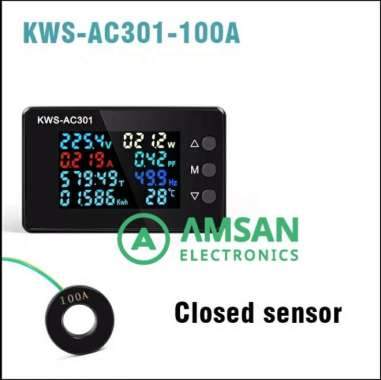 KWS AC301 8in1 Power Factor Frequency kWh Meter Wattmeter Voltmeter AC AC301 100A CCT