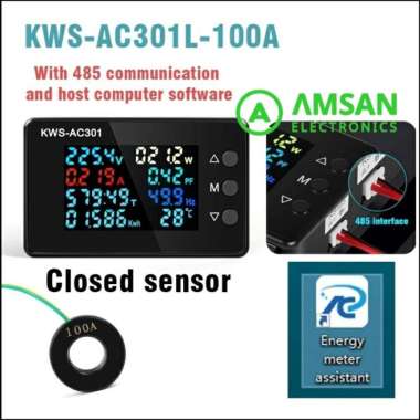 KWS AC301 8in1 Power Factor Frequency kWh Meter Wattmeter Voltmeter AC AC301L 100A CCT