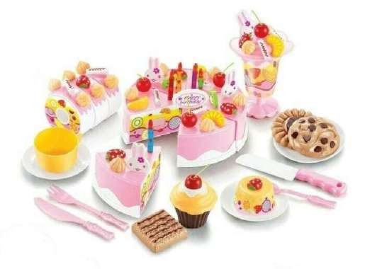 mainan kue ulang tahun potong lilin tiup anak kue ultah 75PCS