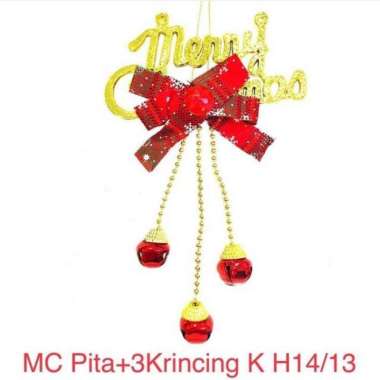 Hiasan Natal Pita Merry Christmas 3Krincing Kecil - Hiasan Natal