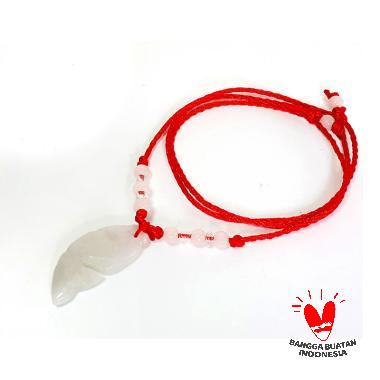 Vee Kalung Liontin Pria Wanita Batu Giok Model Ikan Kalung Liontin Terapi Kesehatan PUTIH
