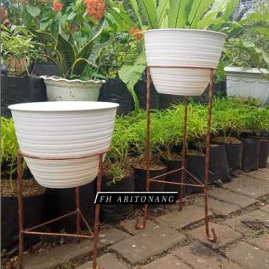 Rak Besi Alas pot bunga tanaman hias pot ukuran 25 TEMBAGA - Tinggi 100 % ORIGINAL Multicolor