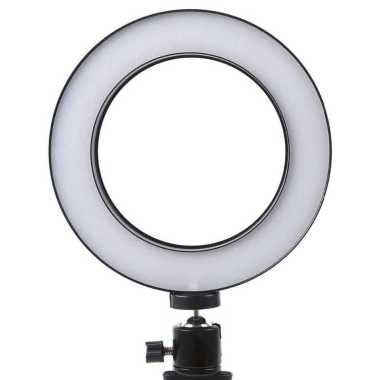 TaffSTUDIO Lampu Halo Ring Light LED Kamera 8W 6Inch Mini Tripod RL-19 Putih