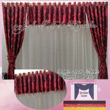 Zahra Gorden Murah PONI NYA AJA Blackout Floging Bulu Abstrak Merah-Hitam