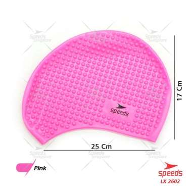 SPEEDS2602 Topi Renang Swimcap Pelindung Telinga Unisex pria wanita Bahan Silikon Karet Ringan Elast