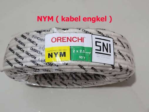 KABEL ENGKEL NYM 2 X 2,5 mm 50Y PUTIH SERABUT ORENCHI SNI TEMBAGA putih