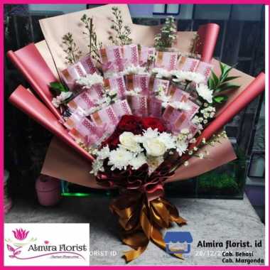 Bouquet bunga asli mixed uang | buket bunga asli segar | buket uang Isi 30 Lembar