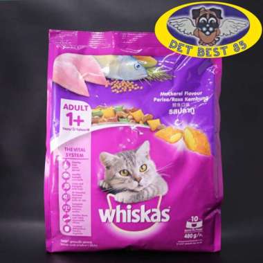 Whiskas Adult 480gr 1+ Makanan Kucing Kering Whiskas / Catfood/DryFood MACKAREL