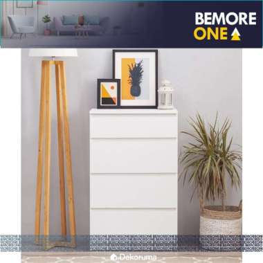 Moku Lemari Laci Kayu Olahan - Drawer 4 Susun - Putih Putih
