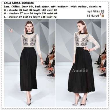 AB351838 Long Dress Maxi Brukat Lace Gaun Pesta Wanita Korea Import
