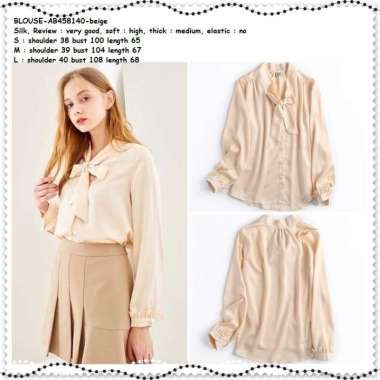 AB458140 Baju Atasan Kemeja Dasi Pita Blouse Wanita Korea Import Cream