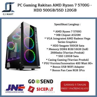 PC Gaming Rakitan AMD Ryzen 7 5700G HDD 500GB / SSD 120GB Sata Enigma
