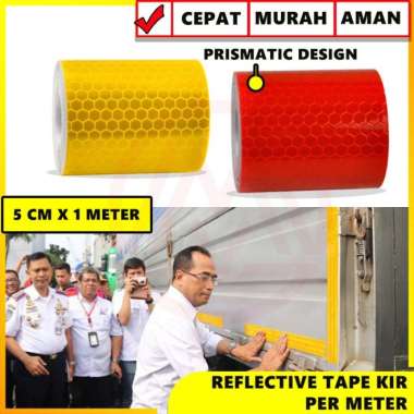 STIKER KIR DISHUB MOBIL BOX DIAMOND GRADE STICKER REFLECTOR UJI KIR Kuning warna