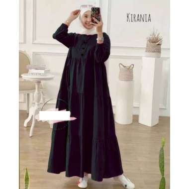 Gamis Rayon / Kirania Dress / Gamis Midi / Baju muslim / Pakaian wanita XL HITAM