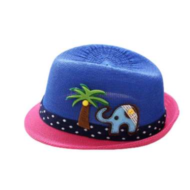 TOKO1973 Children cap : BEACH FEDORA - topi anak2 topi fedora One Size SAFIRE BLUE/ROSE ELE