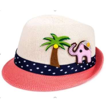 Children cap : BEACH FEDORA - topi anak2 topi fedora One Size BEIGE/PINK ELE