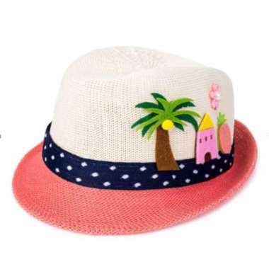 TOKO1973 Children cap : BEACH FEDORA - topi anak2 topi fedora One Size BEIGE/PINK HOME