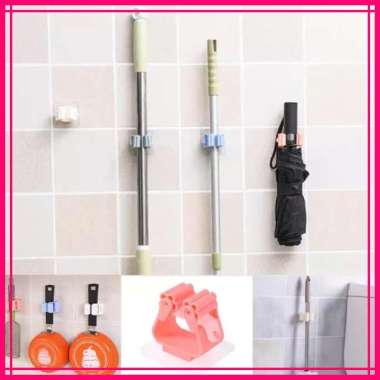 Gantungan tempel untuk sapu, alat pel dll sehingga tertata rapi