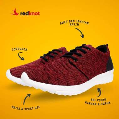 Redknot Haines Abu Sepatu Sneakers Pria Murah 39 Merah