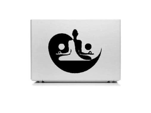 Stiker Laptop Meditasi Yin Yang Garskin Cutting Sticker Tempelan HP Putih