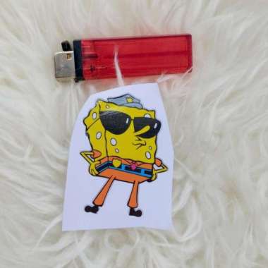 Stiker Vinyl Karakter Spongebob Kacamata Motor Laptop Case HP Sepeda