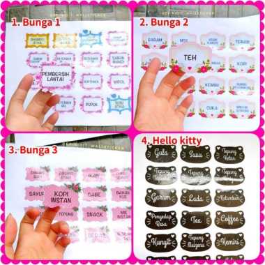 Stiker Toples Label Bumbu Dapur Penanda Langsung Tempel Anti Air Bunga 4. Hello Kitty