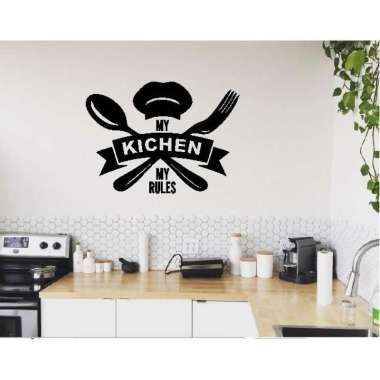 Wallstiker My Kitchen My Rules Hiasan Dinding Kaca Cafe Resto Dapur
