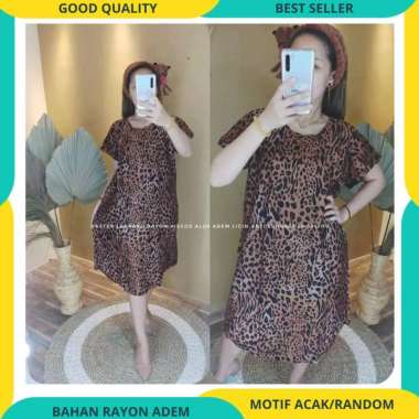 Daster Wanita Dress Leopard Motif Macan Busui Resleting LD 110cm Jumbo Acak/Random