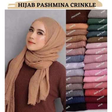 Pashmina Katun Crinkle Jilbab Hijab Pasmina Kusut Ombre Tringkel Katun Salmon