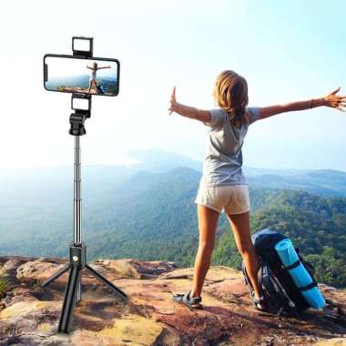 OEM Tongsis Bluetooth Tripod 3In1 Remote Shutter And Led Terbaik Multicolor