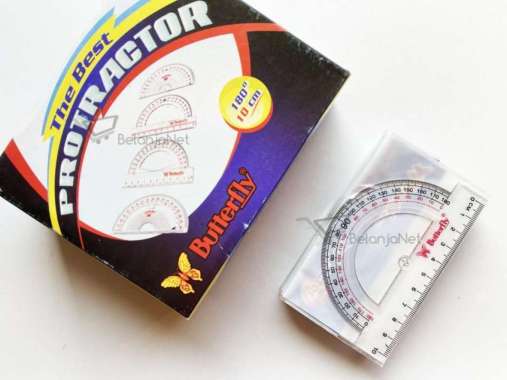 Penggaris Busur Butterfly 180 Derajat dengan Penggaris 10 cm