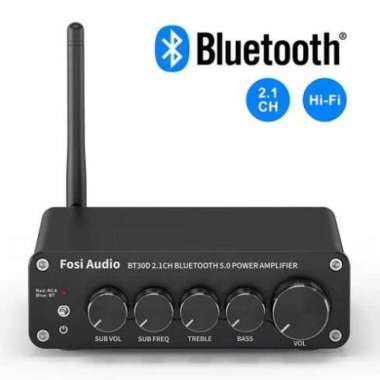 Bluetooth 5.0 Amplifier 2.1 Bass Treble Control BT30D Hitam