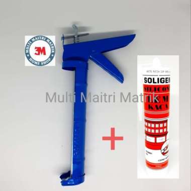Alat Tembak Lem Kaca Botol Seng + Lem Kaca Botol Soligen Paket Multicolor