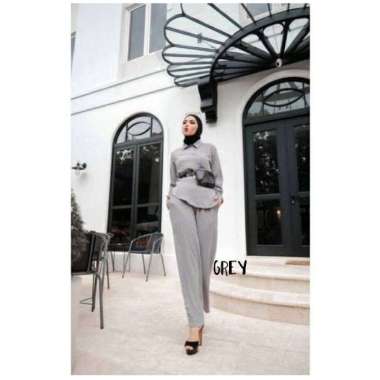 Denada Set - One Set Wanita Kemeja Import Crinkle Airflow Setelan Wanita Celana Kulot Lengan Panjang