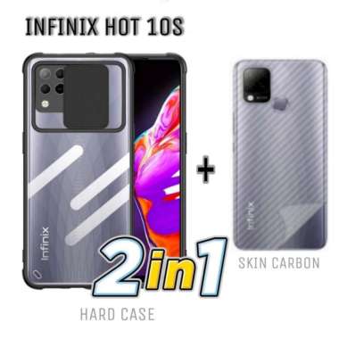 Case INFINIX HOT 10s Hard Case Fusion Sliding FREE Skin Carbon